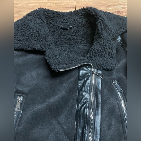 Black Faux Suede Motorcycle Jacket - Picture 6 of 11